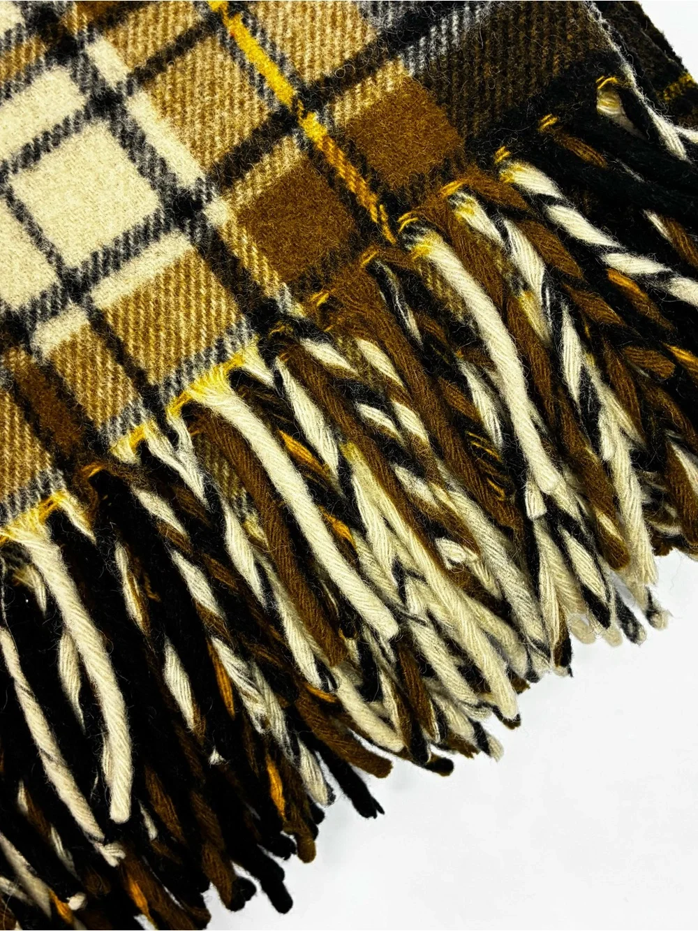 Wool Plaid Fringed Throw Blanket - So Cozy!